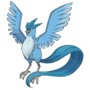 Official artwork of Articuno by Ken Sugimori from Pokémon FireRed Version and Pokémon LeafGreen Version.