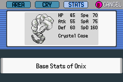 Pokemon 4095 Crystal Onix Pokedex: Evolution, Moves, Location, Stats