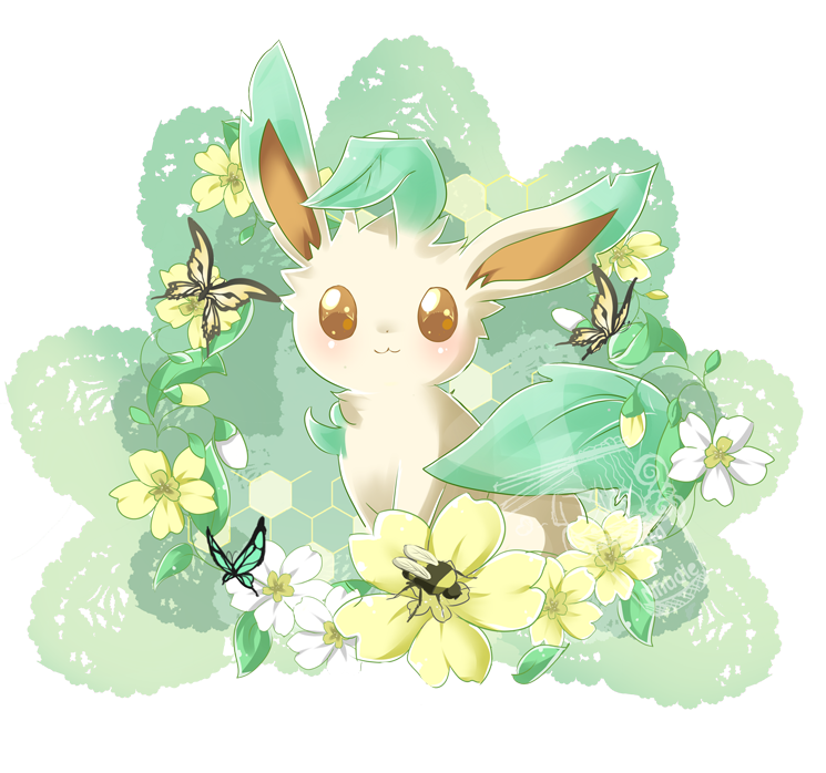 Pokemon, leafeon, green, plant, HD wallpaper