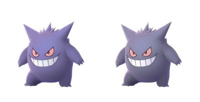 Shiny Gengar model comparison — shiny on right (via Chrales) :  r/TheSilphRoad