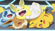 Ash Pikachu, Goh Sobble, Chloe Eevee and Yamper