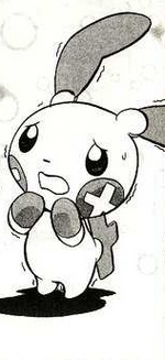 Plusle is a Pokémon that Ruby encountered along with Minun at the Abandoned Ship. They started off causing trouble for Ruby but then helped him defeat Courtney and Tabitha alongside with Sapphire. Later Plusle and Minun helped trap Maxie and Archie inside Wallace's air car. After Maxie and Archie were defeated, they went home.