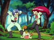 Jessie and James tries to silence Meowth