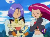 James and Jessie compliment Meowth on his lockpicking skills