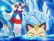 Froslass has got Piplup and Meowth captured