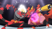 Incineroar and Magmortar exchange blows