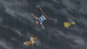 Ash, Pikachu and Sandy are sent flying