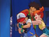 Ash, Misty and Brock block the door