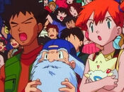 Misty, Brock and Charles watch the event