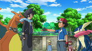 Ash introducing himself to Alain.