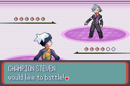 Champion Steven battle RS.png (5 KB) The player starting a battle against Steven in Pokémon Ruby Version and Pokémon Sapphire Version
