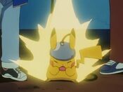 Pikachu's Thunderbolt starts allows the electricity to flow