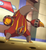 Heatmor was first seen along with Emboar when Shamus was double battling a trainer, Kylan that owned a Watchog and a Mienshao. The two were able to defeat the Normal and Fighting-types. It was then used against Ash's Snivy and Tepig, but fainted when Ash's Tepig evolved into Pignite and used a Fire Pledge/Flame Charge combo.