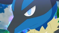 Ash's Lucario using its Aura Vision.