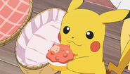 Ash pikachu having a poke puff