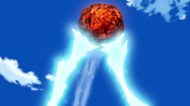 The Ultra Guardians attempt to block the meteor and crush it