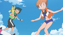 Ash and Misty surfing