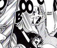 Blast Burn being used by Blue's Charizard.