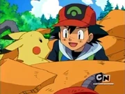 Pikachu being reunited with Ash.