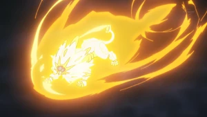 Solgaleo, Nebby, using Searing Sunraze Smash.