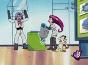 Spoink snatches the blue pearl from Team Rocket