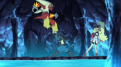 A Blaziken attacks Lucario