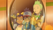 Ash looks to Iris and Cilan a final time