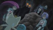 James, along with Jessie, Inkay, Wobbuffet, and Pumpkaboo being hypnotized by an evil, rogue Malamar.