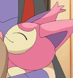 One of the many Pokémon that Lucy keeps at home due to her liking of Pokémon with squinted eyes.