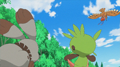 Chespin and Bunnelby trying to catch up with Fearow