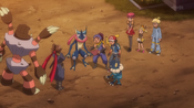 Ash and Sanpei are surprised the ninja is Saizo