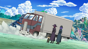 A truck comes to save Team Rocket