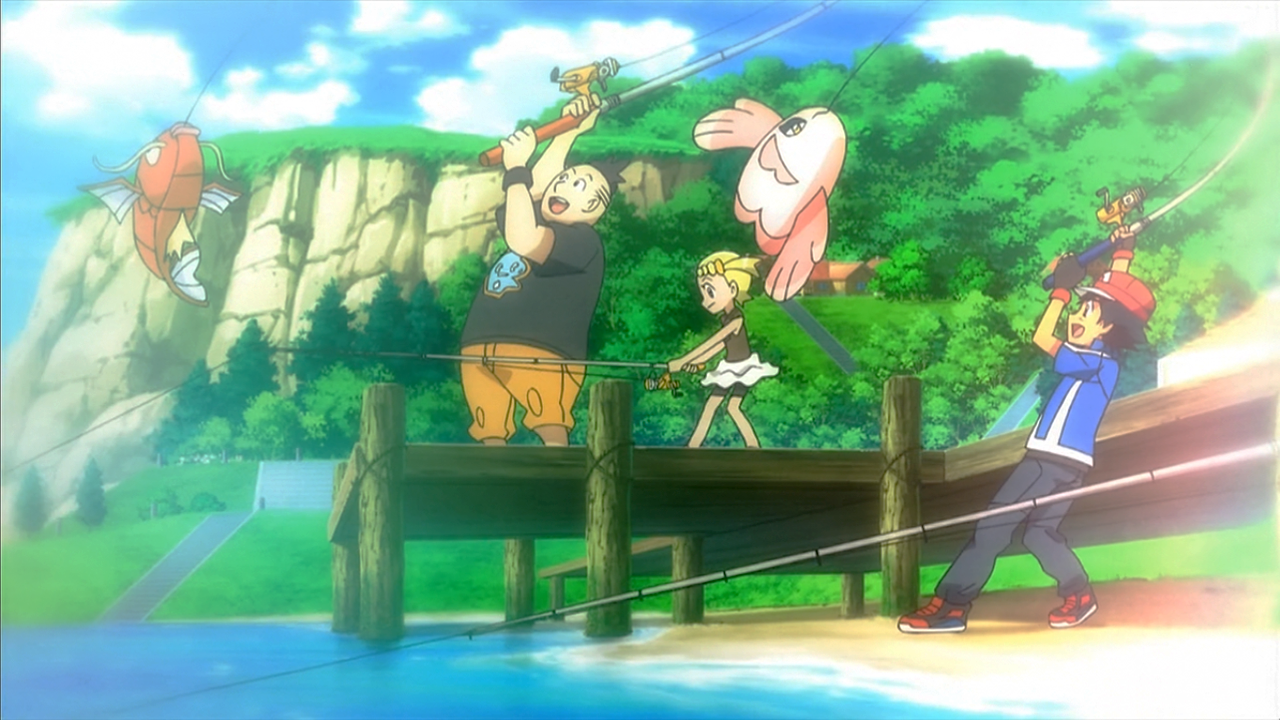 Premium Photo | Anime girl with a fish on her shoulder and a fishing rod  generative ai