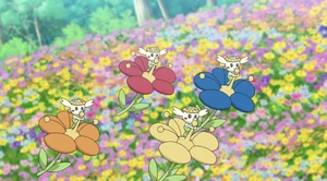 Goh's Blue, Yellow, Red and Orange Flower Flabébé.