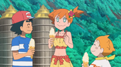 Misty with Ash and Sophocles eating ice cream
