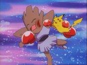 Pikachu punches Hitmonchan