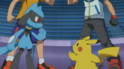 Riolu and Pikachu are determined to battle each other