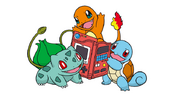 Kanto first partner Pokémon with a Pokédex.