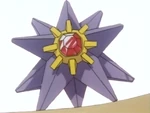 Starmie was the last Pokemon Rudy used during his battle with Ash. It almost defeated Ash's Squirtle but during the battle Squirtle learned Hydro Pump and then finished Starmie with Skull Bash.