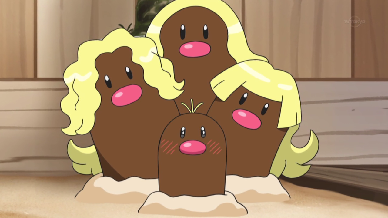 Pokémon Trainer DJ Leo og hans Alolan Dugtrio samt en Alolan Diglett, der b...