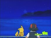 Ash and Pikachu see a spirit