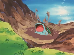 Dig being used by Ash's Bulbasaur.