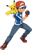 Ash's new appearance in the XY series with Pikachu