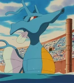 Christopher used his Kingdra in the Whirl Cup against Ash and his Totodile.