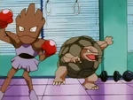 Rudy trains Hitmonchan at his Gym.