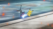 Pikachu and Litten clash