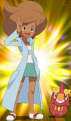 Iris and Axew as Professor Juniper and Darumaka