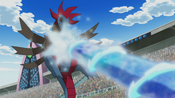 Hydreigon gets hit by Hydro Pump