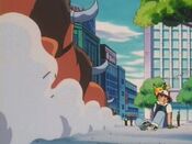 Ash evades the Tauros stampede