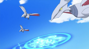 Ippei's Greninja using Water Shuriken to hit Skarmory